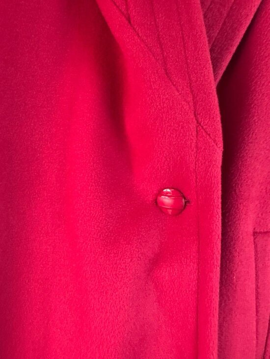 Vintage M.G. Kinsler The Great American Coat Red Wool Belted Long Women's Small - Picture 7 of 11